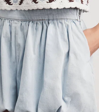 Maje Chambray Bubble-hem Skort In Blue
