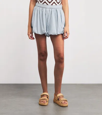 Maje Chambray Bubble-hem Skort In Blue
