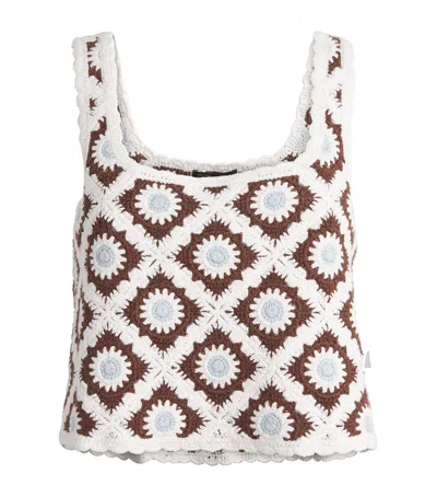 Maje Floral-embroidered Crochet Top In Multi