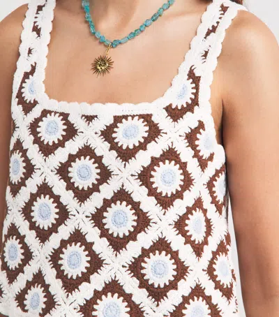 Maje Floral-embroidered Crochet Top In Multi