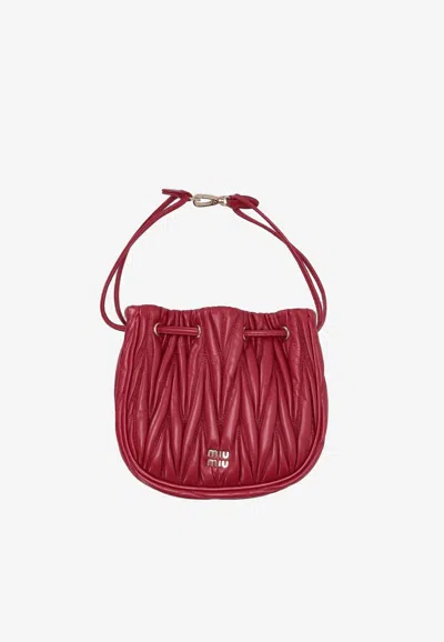 Miu Miu Drawstring Clutch Bag In Red