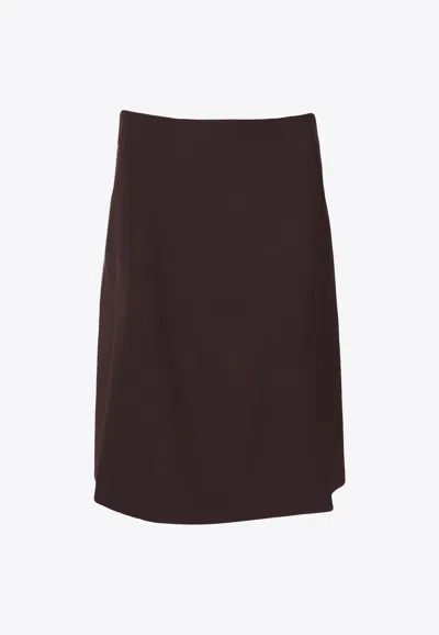 P.a.r.o.s.h Asymmetric Hem Design Skirt In Brown