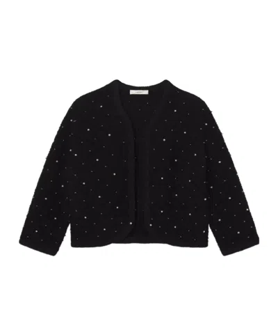 Frame Womens Black The Embellished Wool-blend Knitted Jacket In Black