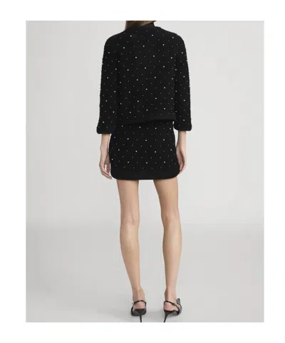 Frame Womens Black The Embellished Wool-blend Knitted Jacket In Black
