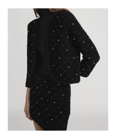 Frame Womens Black The Embellished Wool-blend Knitted Jacket In Black