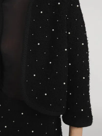 Frame Womens Black The Embellished Wool-blend Knitted Jacket In Black