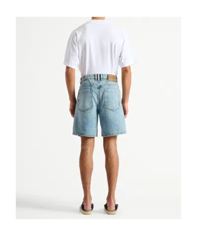 Balmain Light Blue Denim Bermuda Shorts In Blue