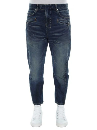 Shop Balmain Baggy Jeans In Blue