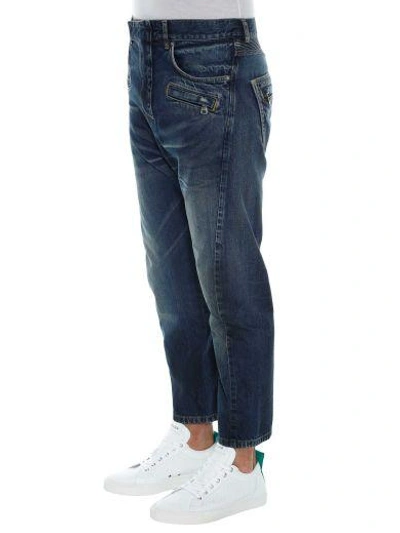 Shop Balmain Baggy Jeans In Blue