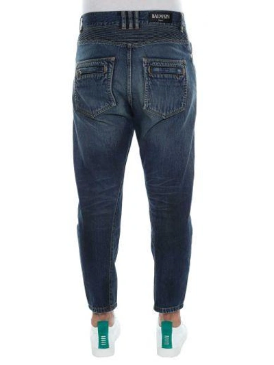Shop Balmain Baggy Jeans In Blue