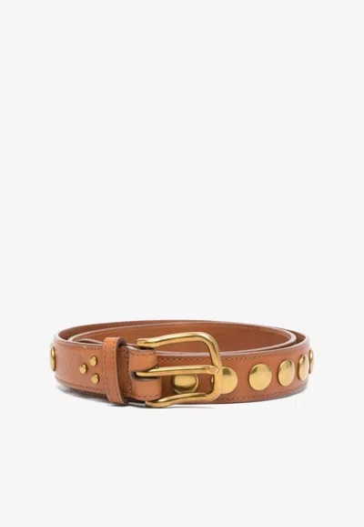 Jérôme Dreyfuss Brown Stud Belt In Brown