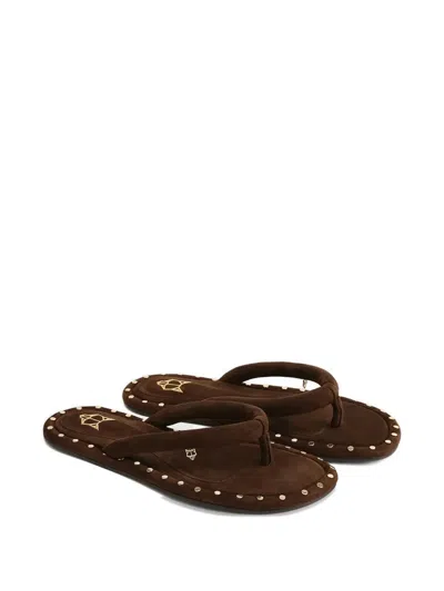 Naked Wolfe Grenada Studded Padded-strap Flip-flops In Brown
