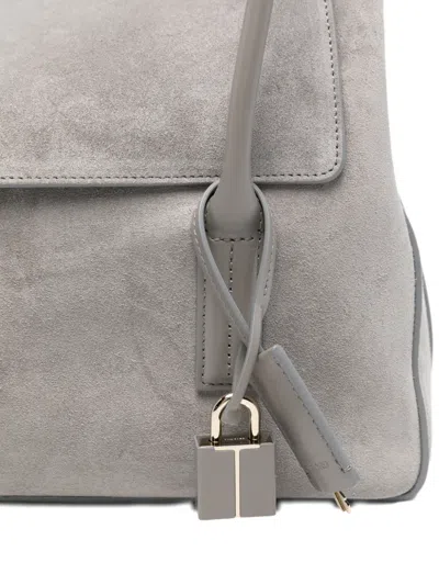 Tom Ford Eclipse Padlock Suede Tote Bag In Gray