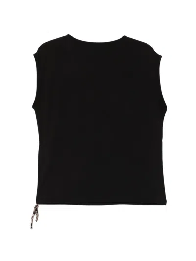 Liu •jo Logo-print Drawstring-hem T-shirt In Black