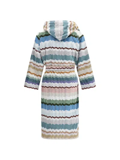 Missoni Eva Zigzag-pattern Hooded Bathrobe In Multi
