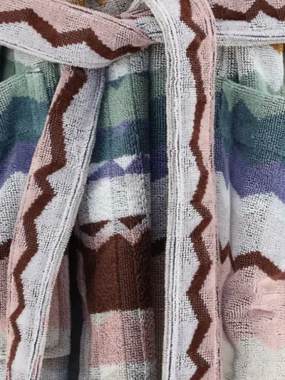 Missoni Eva Zigzag-pattern Hooded Bathrobe In Multi