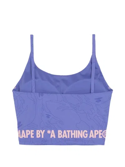 Aape By A Bathing Ape Moonface Patterned Bra Top In Blue