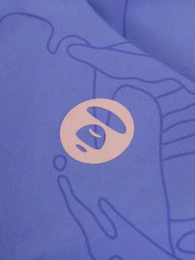 Aape By A Bathing Ape Moonface Patterned Bra Top In Blue
