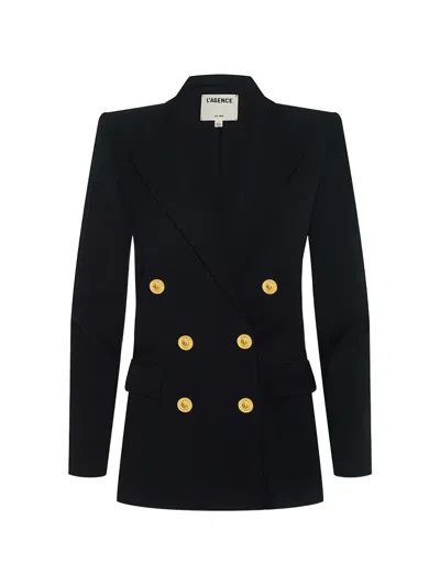 L'agence Double-breasted Oversized Blazer In Black