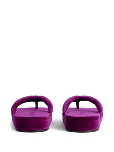 Balenciaga Jet Lag Stretch Velvet Platform Thong Sandals In Purple