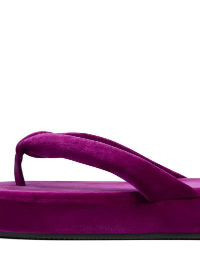 Balenciaga Jet Lag Stretch Velvet Platform Thong Sandals In Purple