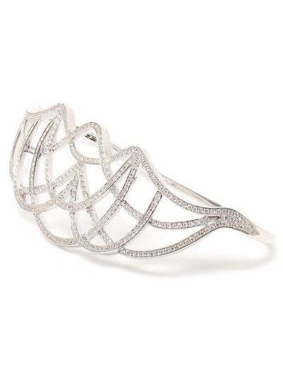 Shop Gaydamak Diamond Hand Bracelet In White