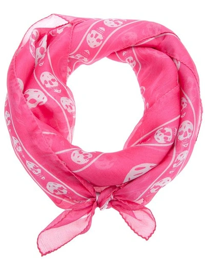 Alexander Mcqueen Skull Print Scarf In Pink