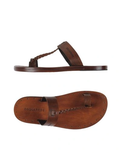 Dsquared2 Flip Flops In Brown