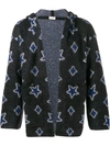 SAINT LAURENT star intarsia hooded cardigan,DRYCLEANONLY