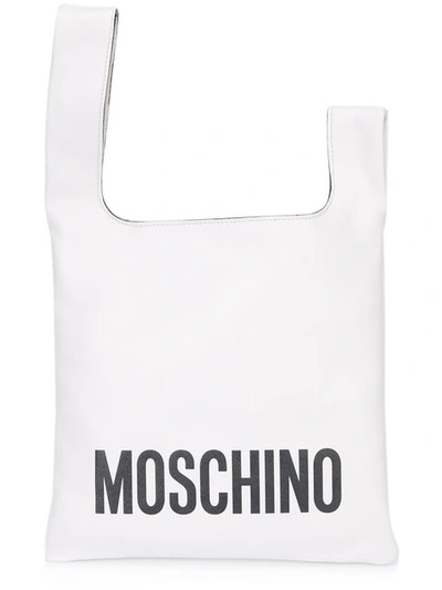 Moschino Logo Tote In White