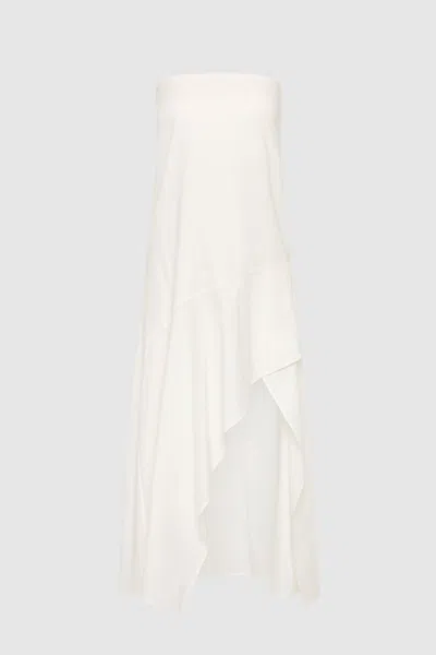 St Agni Oxford Strapless Organic-cotton Midi Dress In Neutral