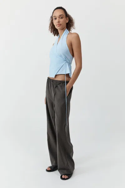 St Agni Organic Cotton-poplin Wrap Top In Blue