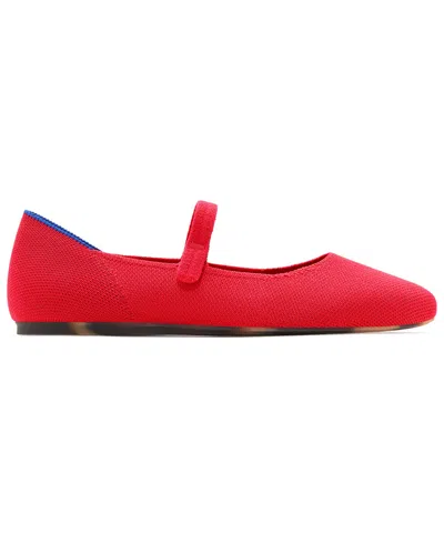 Rothys Square Mary Jane Flats In Red Crisp Basketweave