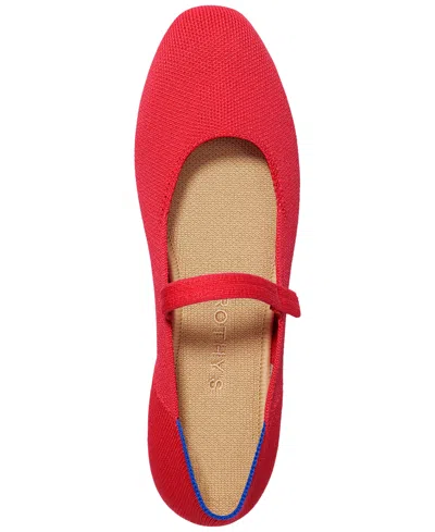 Rothys Square Mary Jane Flats In Red Crisp Basketweave