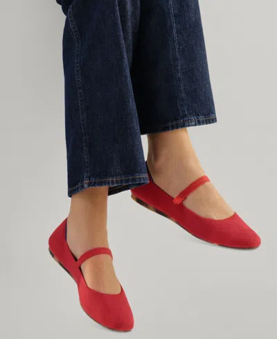 Rothys Square Mary Jane Flats In Red Crisp Basketweave