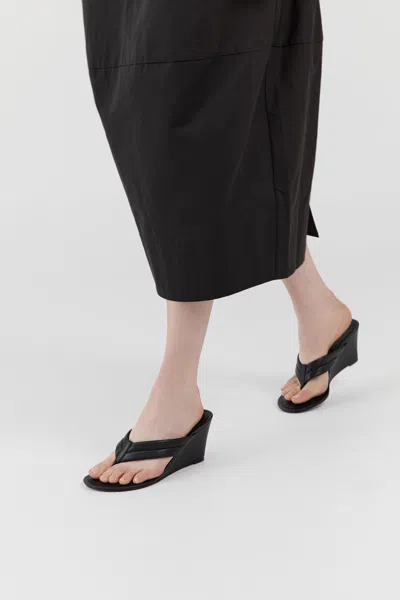 St Agni Stitch Detail Thong Wedges Black