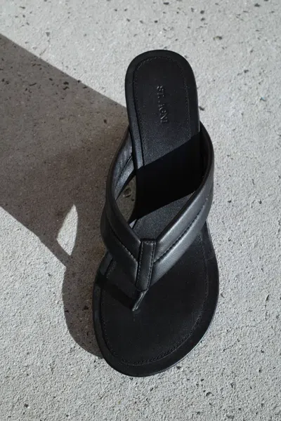 St Agni Stitch Detail Thong Wedges Black