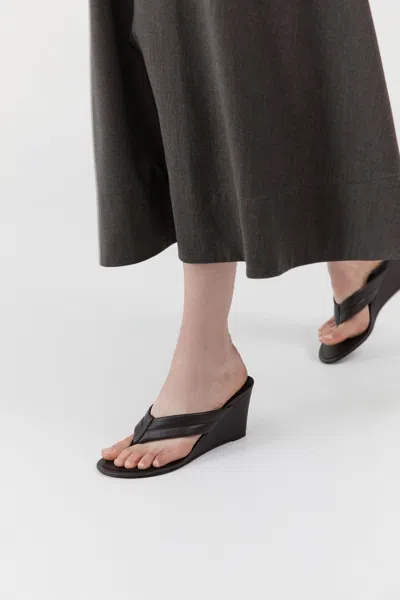 St Agni Stitch Detail Thong Wedges Black