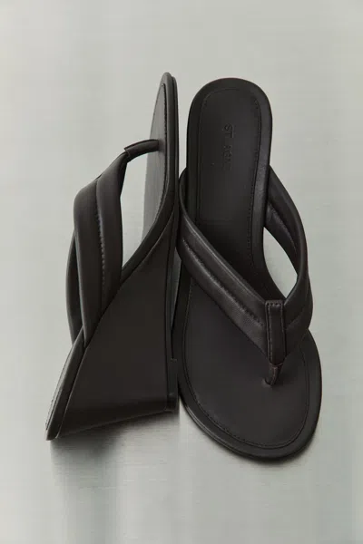 St Agni Stitch Detail Thong Wedges Black