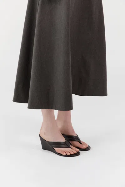 St Agni Stitch Detail Thong Wedges Black