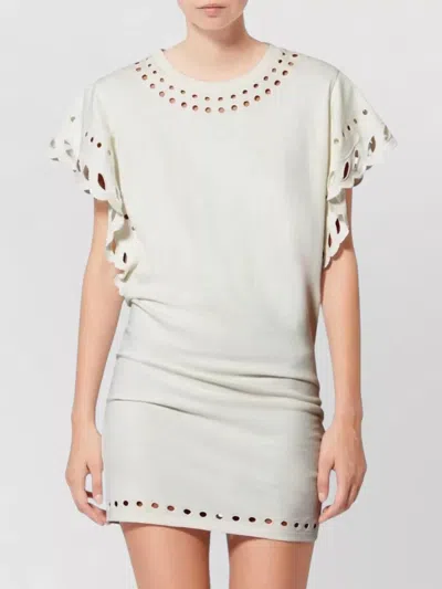Isabel Marant Étoile Orlane Eyelet Ruffle-sleeve Mini T-shirt Dress In White