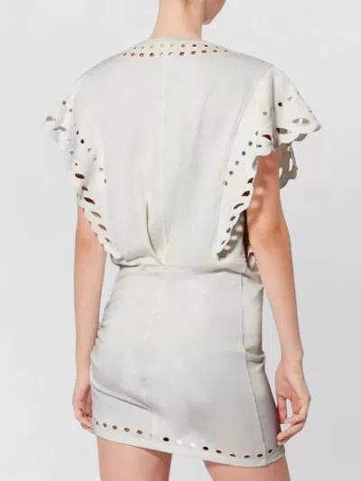 Isabel Marant Étoile Orlane Eyelet Ruffle-sleeve Mini T-shirt Dress In White