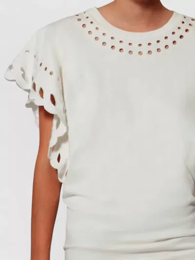 Isabel Marant Étoile Orlane Eyelet Ruffle-sleeve Mini T-shirt Dress In White
