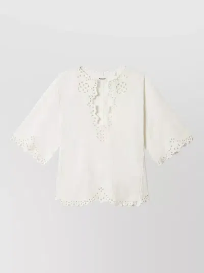 Isabel Marant Etoile Women 'shana' White Kaftan With Cut-out Details And Scallop Hem In Cotton Woman