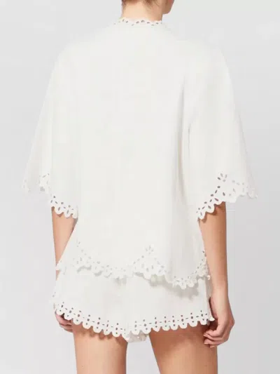 Isabel Marant Etoile Women 'shana' White Kaftan With Cut-out Details And Scallop Hem In Cotton Woman
