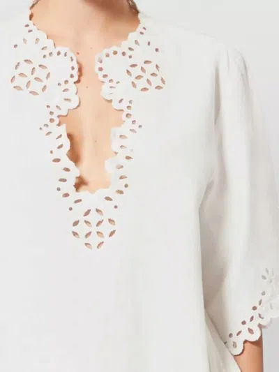 Isabel Marant Etoile Women 'shana' White Kaftan With Cut-out Details And Scallop Hem In Cotton Woman