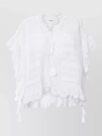 Isabel Marant Etoile White Floral Lace And Cotton Kaftan-style Payton Top Marant Etoile In Yellow
