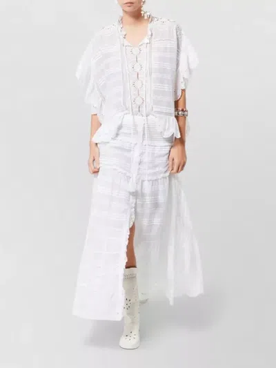 Isabel Marant Etoile White Floral Lace And Cotton Kaftan-style Payton Top Marant Etoile In Yellow