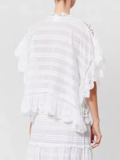 Isabel Marant Etoile White Floral Lace And Cotton Kaftan-style Payton Top Marant Etoile In Yellow