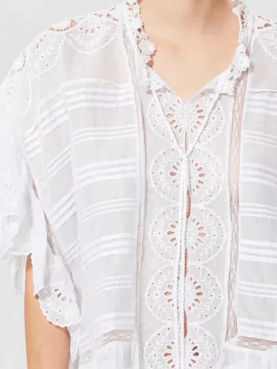 Isabel Marant Etoile White Floral Lace And Cotton Kaftan-style Payton Top Marant Etoile In Yellow